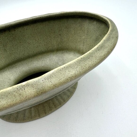 Vintage Haeger Pottery Green Oval Compote Planter Mid Century - Picture 5 of 16